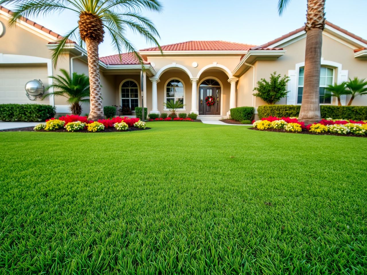 Natural-looking landscape turf in a front yard